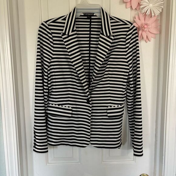 Express Jackets & Blazers - Express Women's Striped Blazer Black and White Size Large